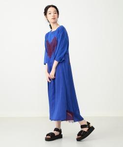 Ray BEAMS / サテン レース キリカエ ワンピース