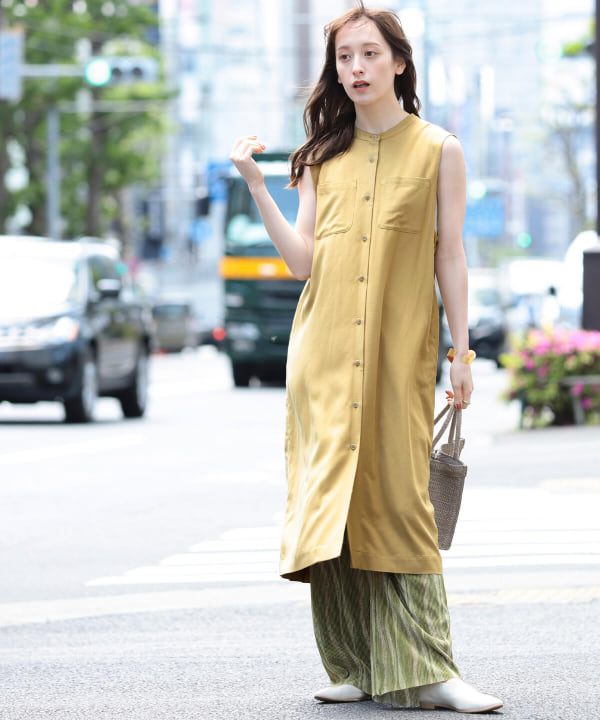 Ray Beams レイ ビームス Ray Beams バックオープン ノースリーブ シャツワンピース ワンピース ワンピース 通販 Beams