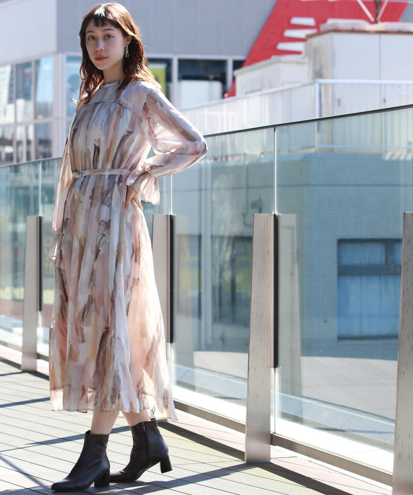 Ray Beams レイ ビームス Ray Beams シフォン プリント ロング ワンピース ワンピース ワンピース 通販 Beams