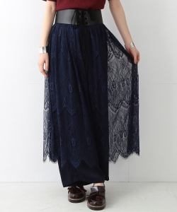 ￥Ray BEAMS / レースシアー ギャザースカート