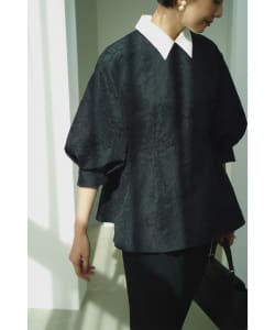 Demi-Luxe BEAMS / 女裝 復古織紋 緹花 領口 襯衫