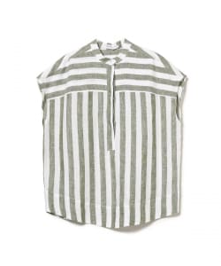 BARBA / ストライプ バンドカラー ショートスリーブ シャツ