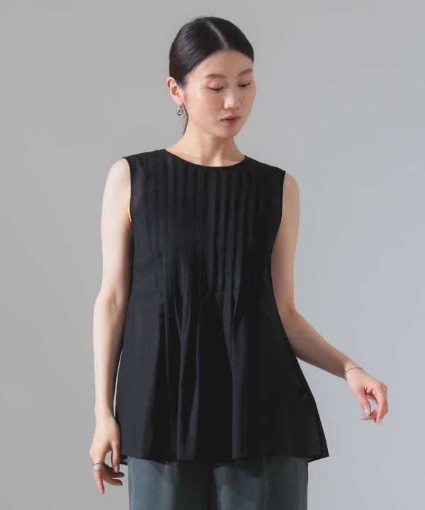 美品 デミルクス ビームス 定価2万円 ピンタックブラウス