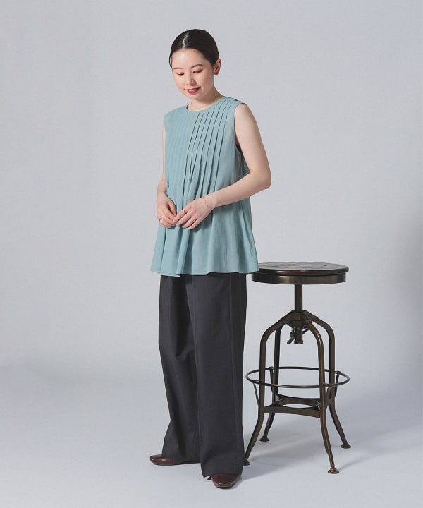 美品 デミルクス ビームス 定価2万円 ピンタックブラウス ベージュ Y64 美品 デミルクス ビームス 定価2万円 ピンタックブラウス