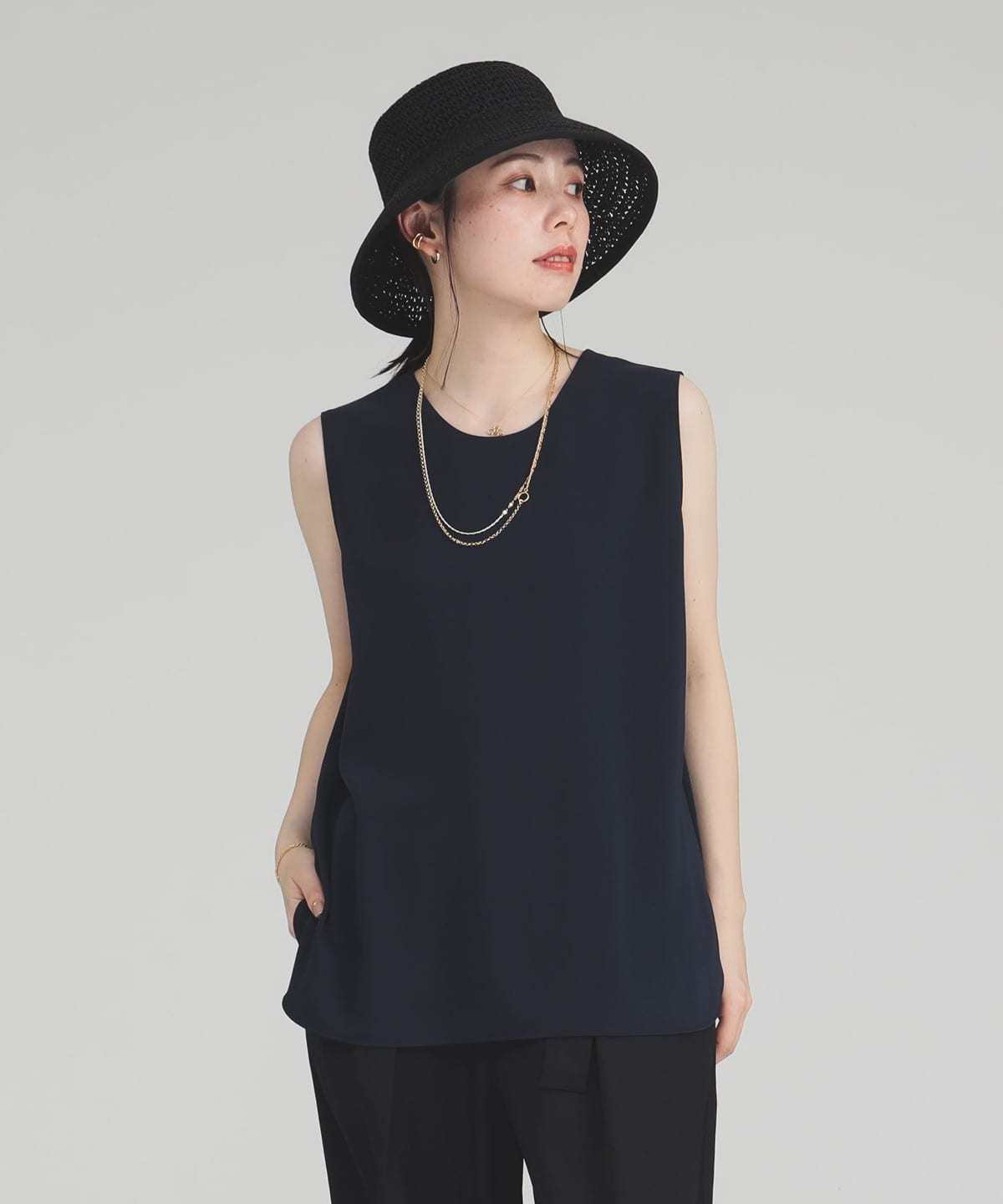 2WAY ノースリーブブラウス シャツ・ブラウス WOMEN NAVY ONE SIZE 2WAY ノースリーブブラウス シャツ・ブラウス WOMEN NAVY ONE SIZE