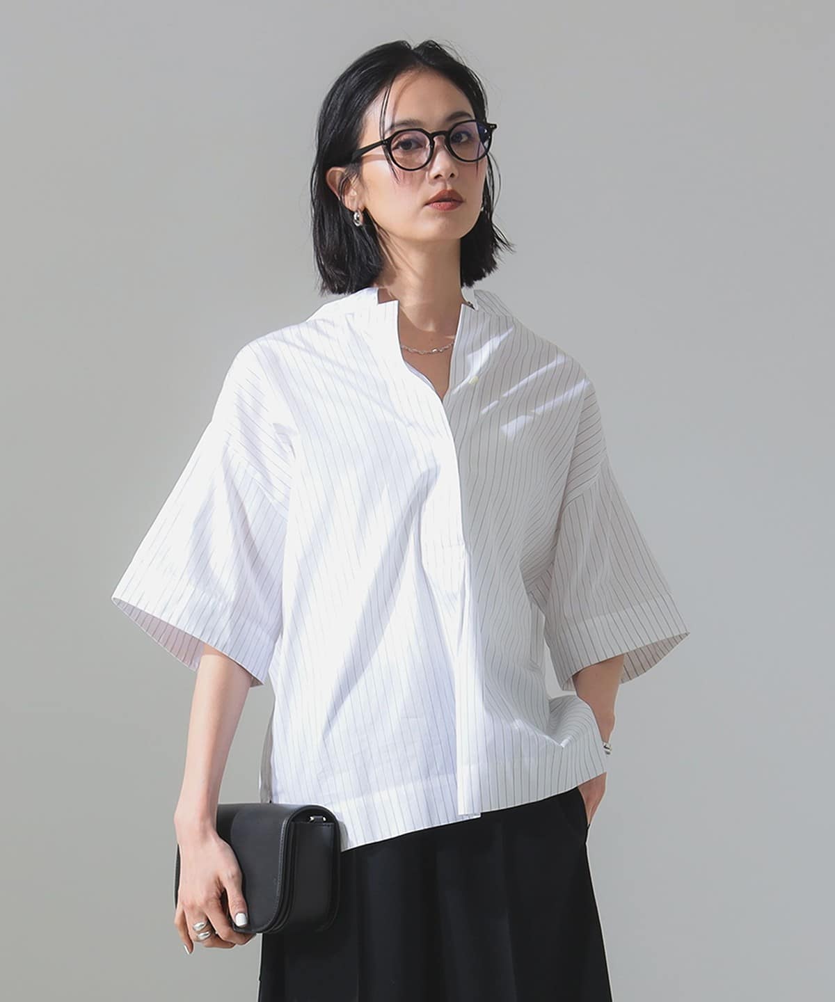 ドロップショルダー スキッパーシャツ. シャツ・ブラウス WOMEN STRIPE 36 ドロップショルダー スキッパーシャツ. シャツ・ブラウス WOMEN STRIPE 36