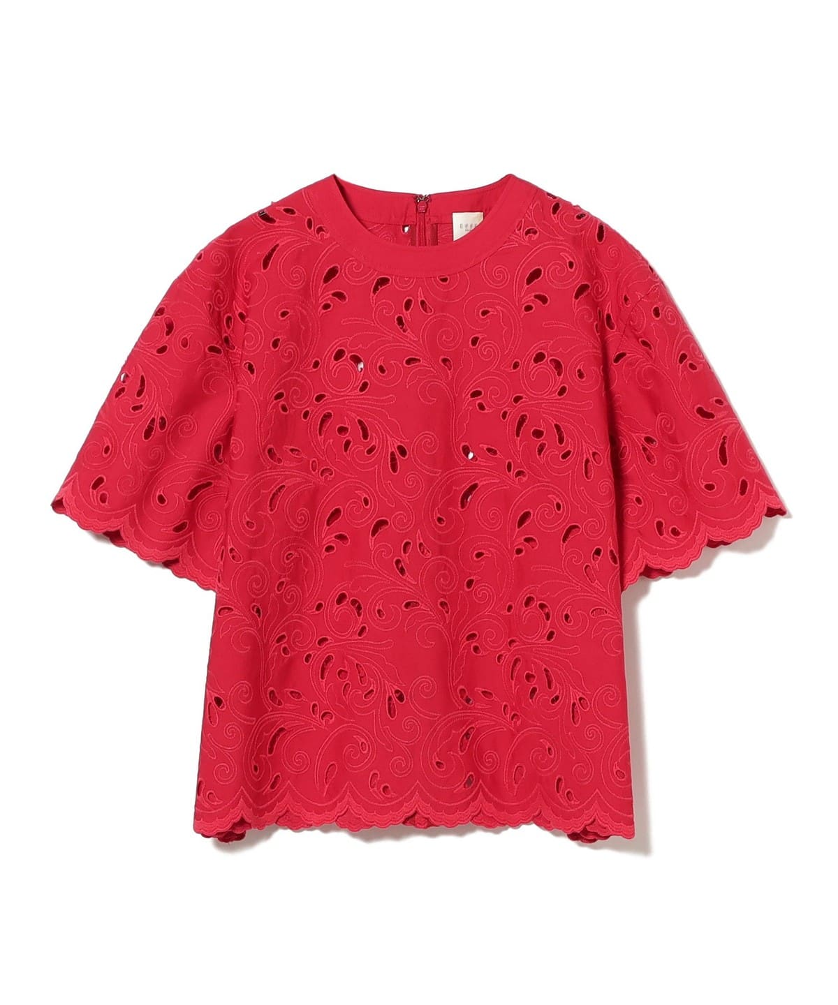 リーフ エンブロイダリー ブラウス シャツ・ブラウス WOMEN RED 36 リーフ エンブロイダリー ブラウス シャツ・ブラウス WOMEN RED 36