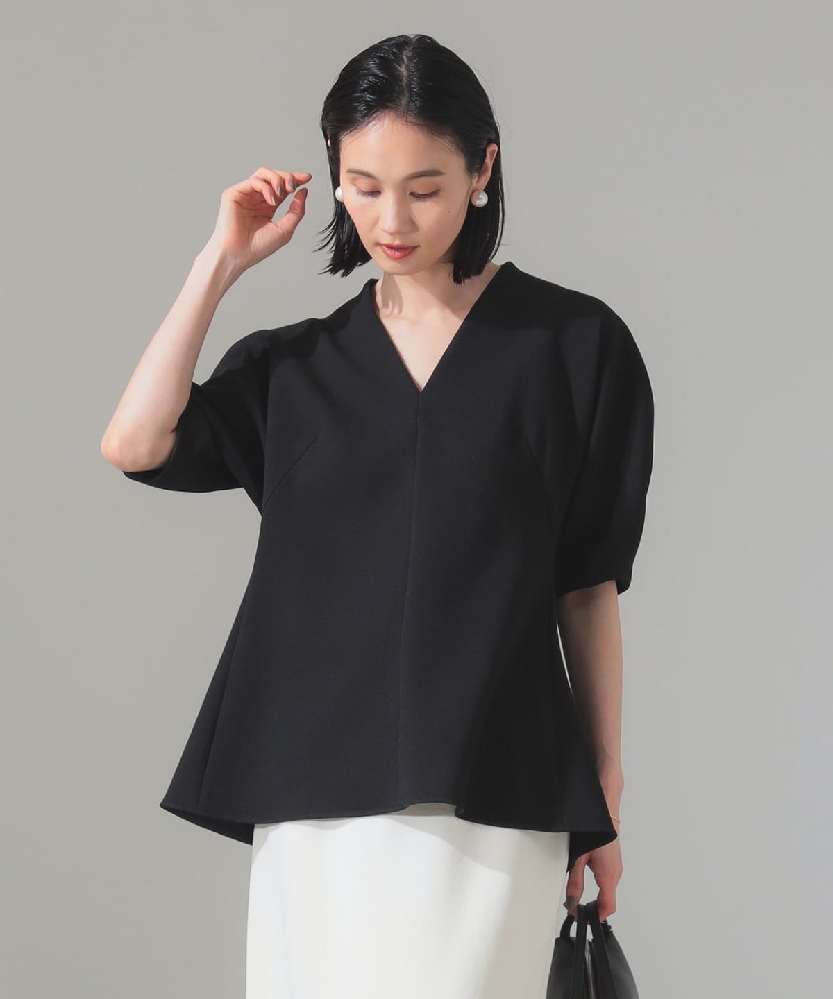 アムンゼン ペプラムブラウス シャツ・ブラウス WOMEN BLACK ONE SIZE アムンゼン ペプラムブラウス シャツ・ブラウス WOMEN BLACK ONE SIZE