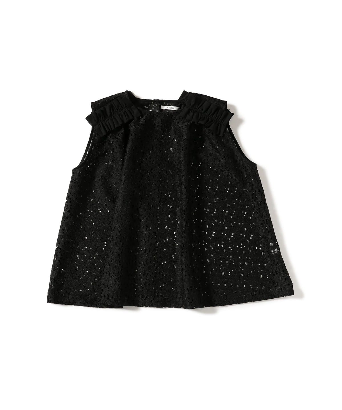 A PUPIL ア ピューピル / レース フレア ノースリーブ シャツ・ブラウス WOMEN BLACK S A PUPIL ア ピューピル / レース フレア ノースリーブ シャツ・ブラウス WOMEN BLACK S