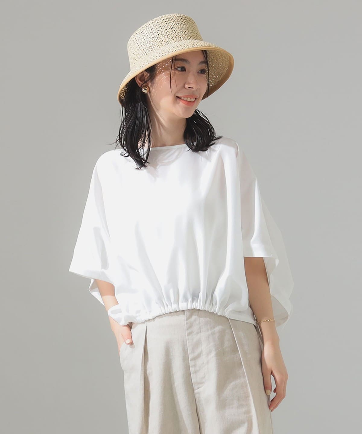 ドロスト サイドリボン ブラウス シャツ・ブラウス WOMEN WHITE ONE SIZE ドロスト サイドリボン ブラウス シャツ・ブラウス WOMEN WHITE ONE SIZE
