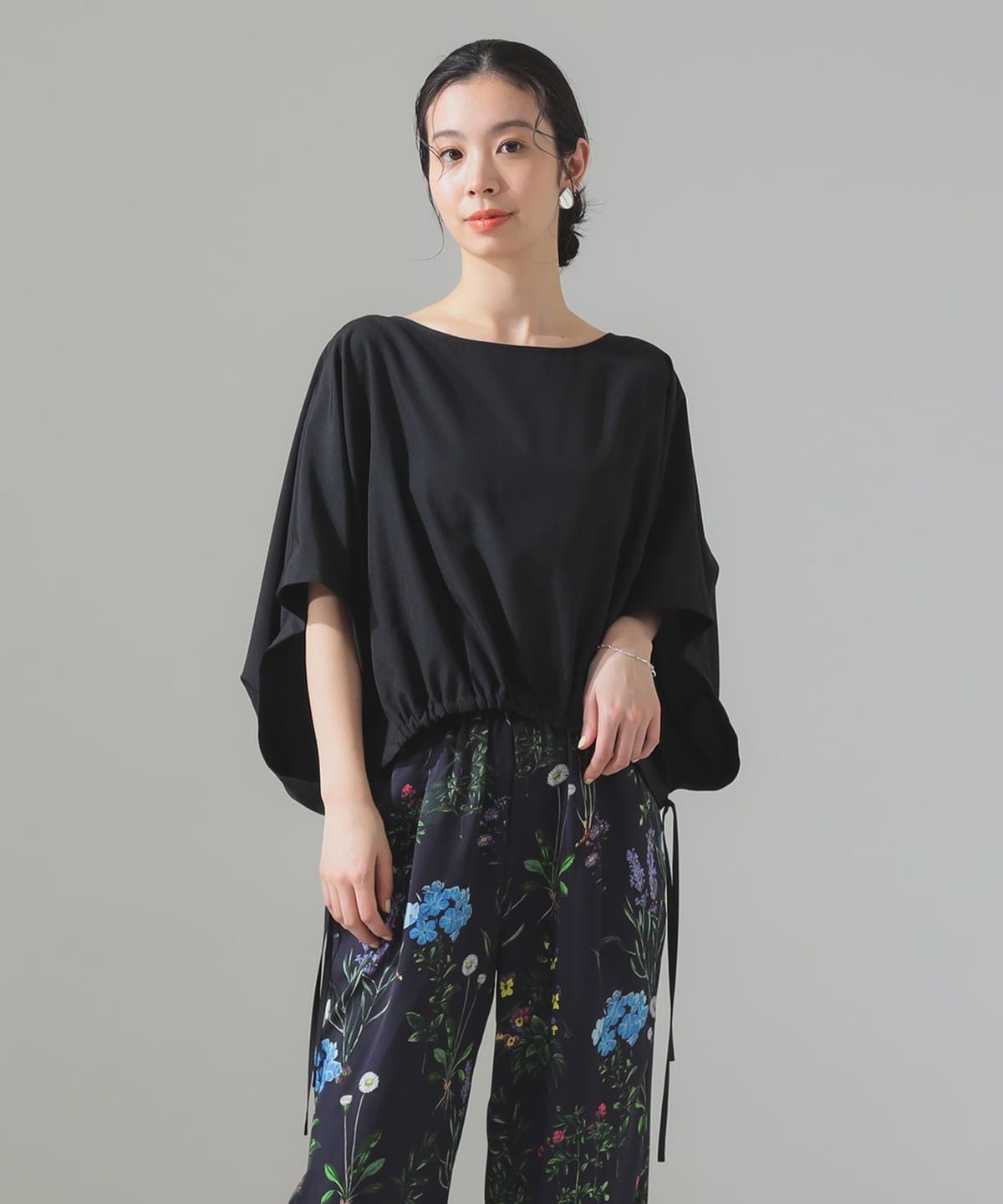 ドロスト サイドリボン ブラウス シャツ・ブラウス WOMEN BLACK ONE SIZE ドロスト サイドリボン ブラウス シャツ・ブラウス WOMEN BLACK ONE SIZE
