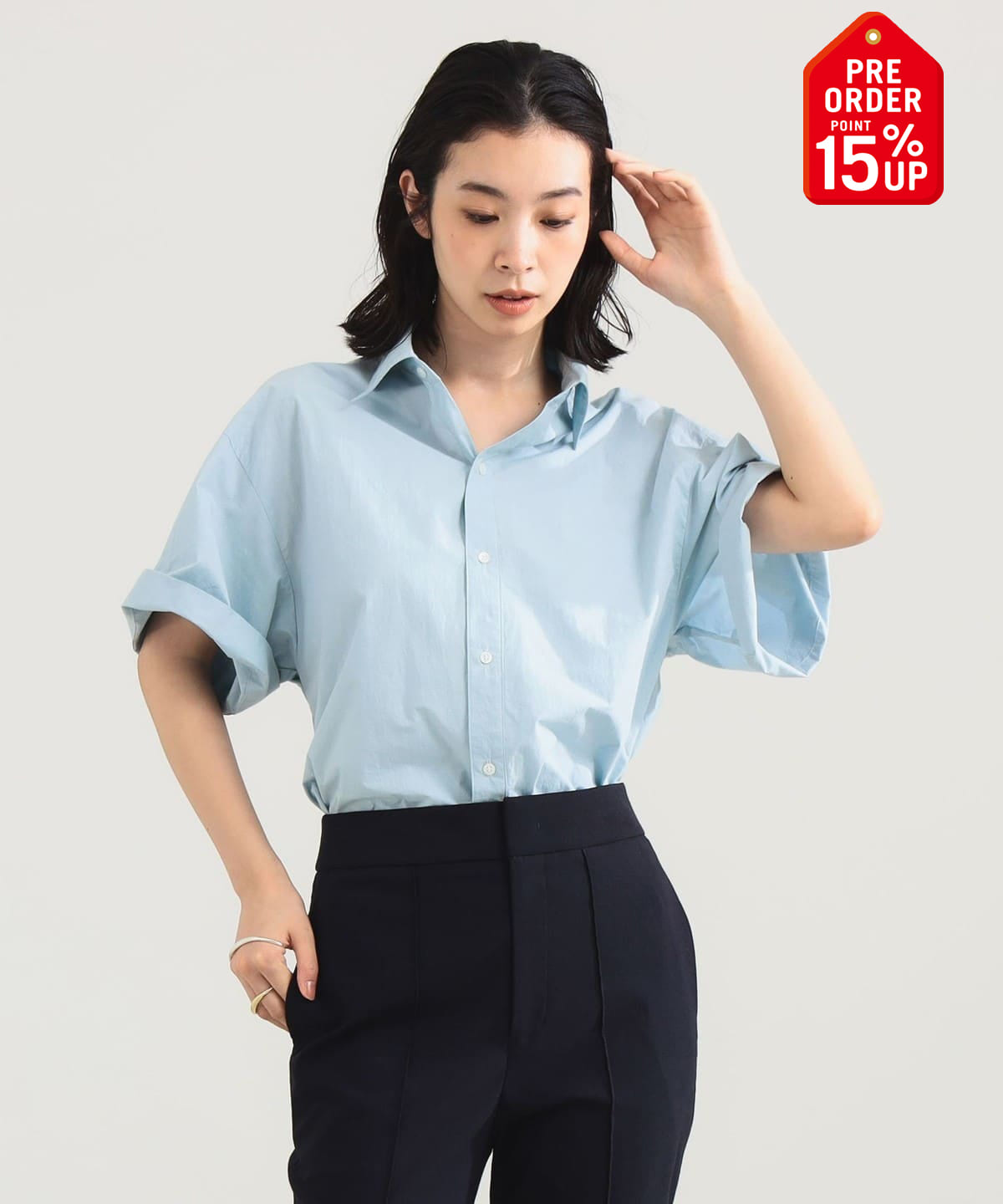 【+15%ポイントUP】AK+1 エーケーワン / ハーフスリーブ コットン シャツ シャツ・ブラウス WOMEN SAX ONE SIZE 【+15%ポイントUP】AK+1 エーケーワン / ハーフスリーブ コットン シャツ シャツ・ブラウス WOMEN SAX ONE SIZE