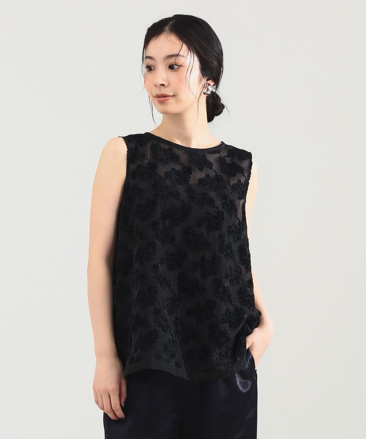 モールヤーン フラワー ブラウス シャツ・ブラウス WOMEN BLACK ONE SIZE モールヤーン フラワー ブラウス シャツ・ブラウス WOMEN BLACK ONE SIZE