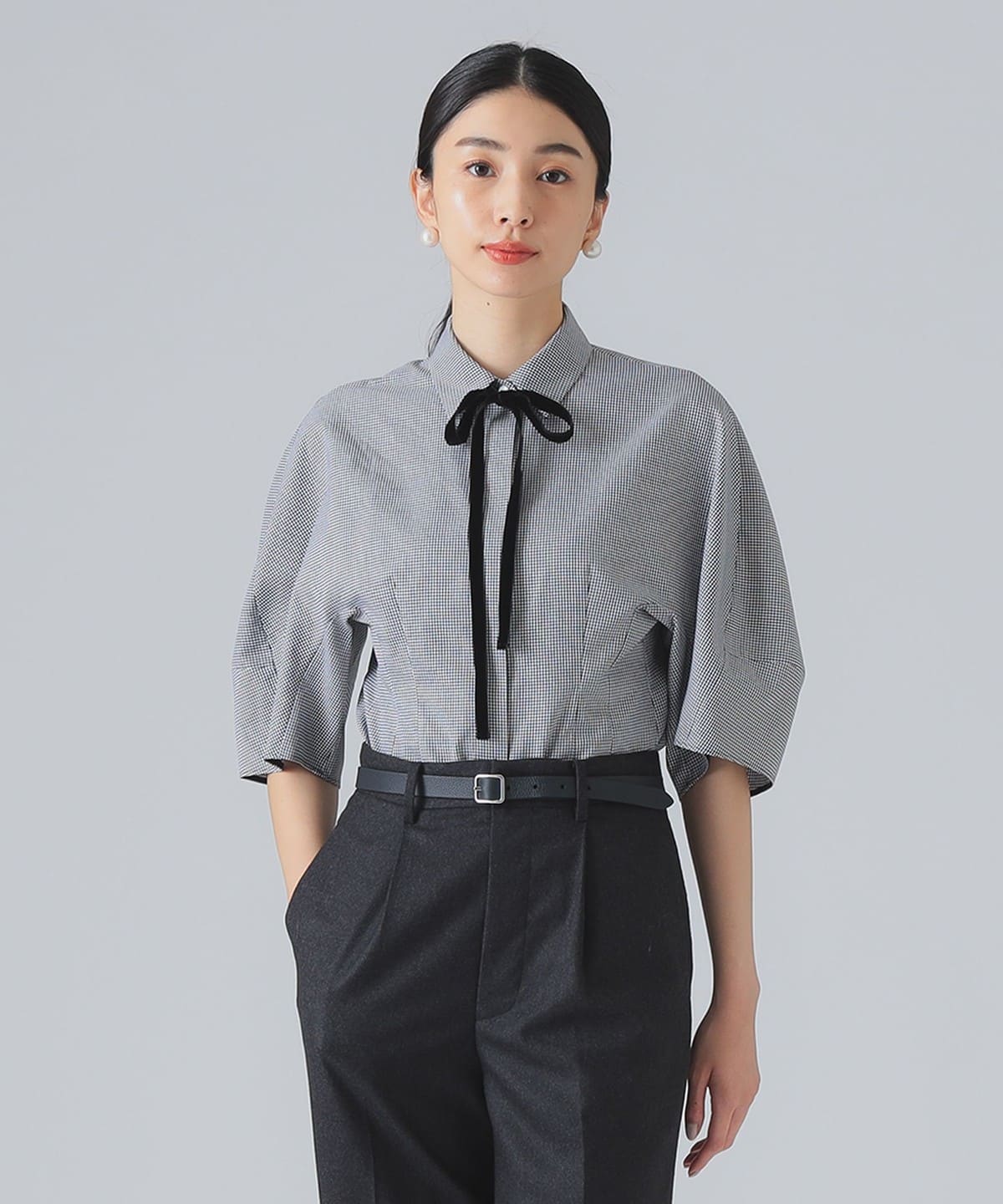 EFFE BEAMS（エッフェ ビームス）リボンタイ 千鳥 ブラウス（シャツ