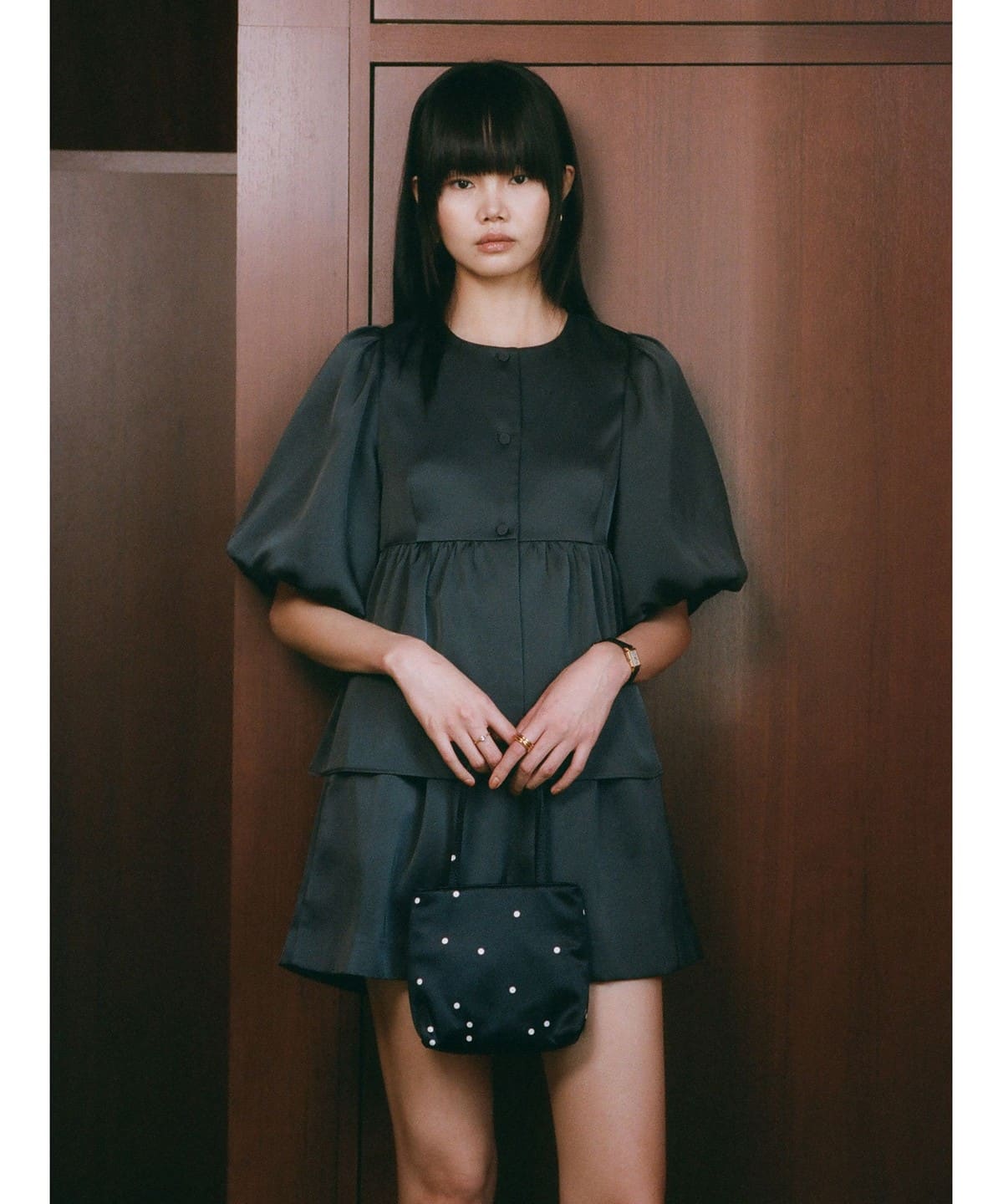 BEAMS SALON / シルキー パフブラウス シャツ・ブラウス WOMEN CHARCOAL. GREY M