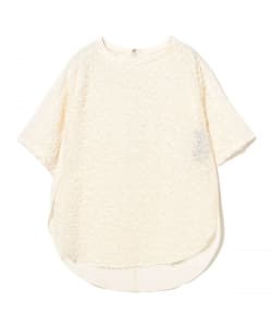 ROOM NO.8 BLACK / シアー カットジャカード ハーフスリーブ トップス