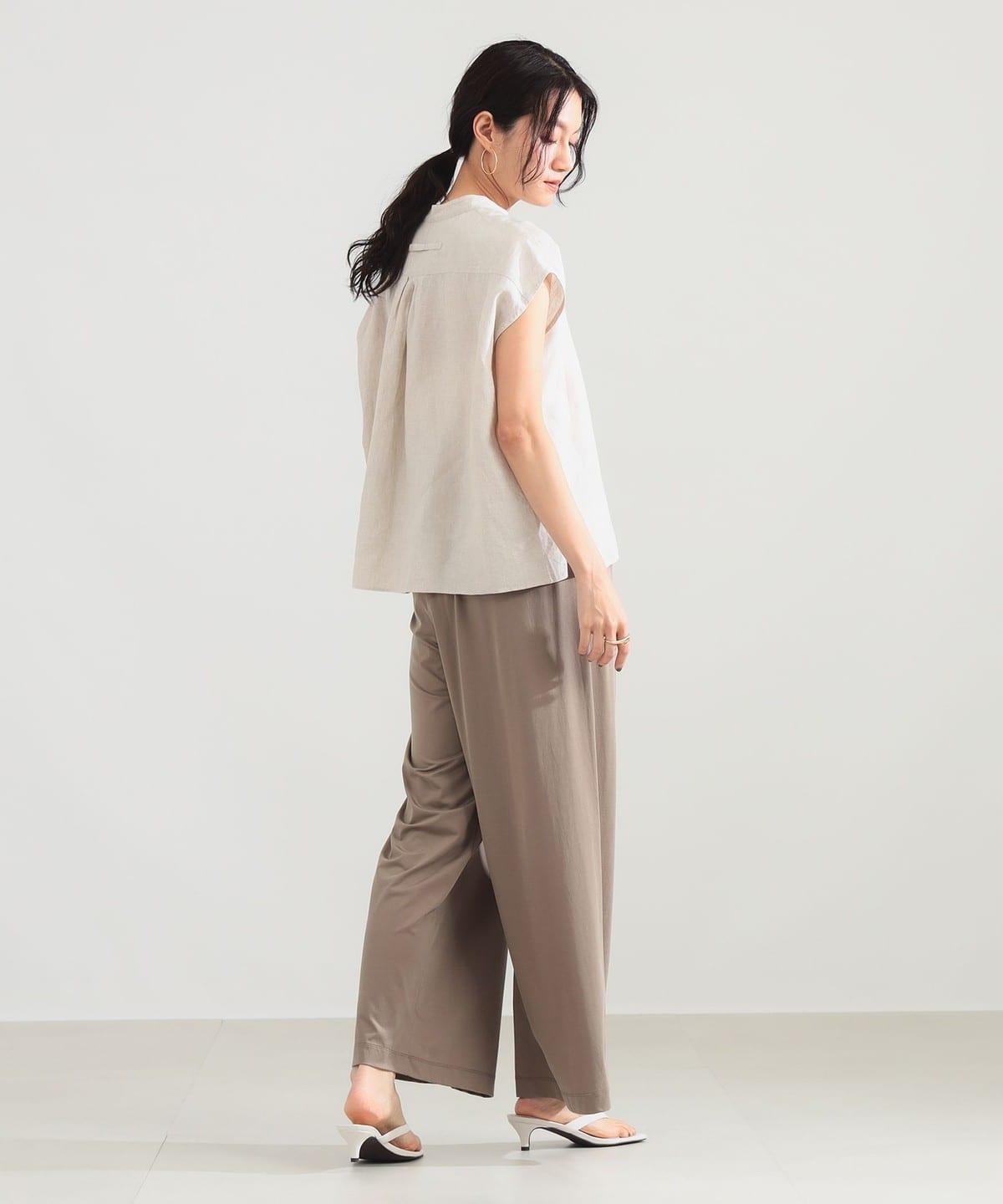 タグ未使用＊TICCA×デミルクスビームス 2wayリネンフレンチスリーブシャツ Demi-Luxe BEAMS（デミルクス ビームス）TICCA / リネン フレンチ