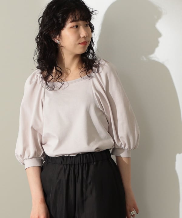 【別倉庫からの配送】 Demi-Luxe BEAMS（デミルクス フレンチ ビームス）コンパクト カットソー(半袖/袖なし)