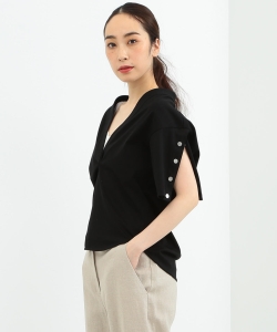 CINOH / ボタンスリーブ Tシャツ