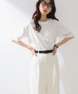 Demi-Luxe BEAMS / 女裝 素色 五分袖 圓領 T恤