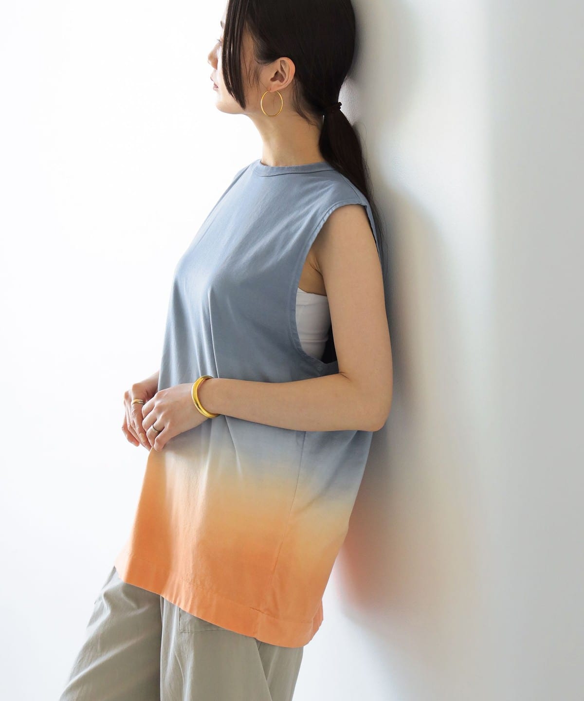 BATONER バトナー / グラデーション ビックタンクトップ Tシャツ・カットソー WOMEN BLUE/ORANGE 1 BATONER バトナー / グラデーション ビックタンクトップ Tシャツ・カットソー WOMEN BLUE/ORANGE 1