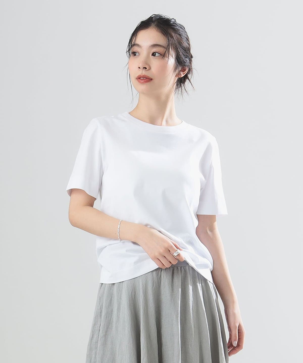 AK+1 エーケーワン / ハイゲージ コットン Tシャツ Tシャツ・カットソー WOMEN WHITE ONE SIZE AK+1 エーケーワン / ハイゲージ コットン Tシャツ Tシャツ・カットソー WOMEN WHITE ONE SIZE