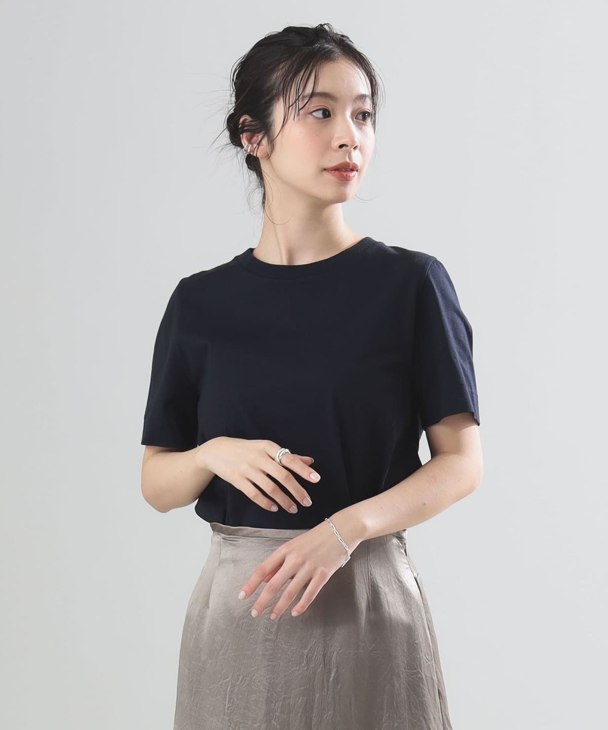 AK+1 エーケーワン / ハイゲージ コットン Tシャツ Tシャツ・カットソー WOMEN NAVY ONE SIZE AK+1 エーケーワン / ハイゲージ コットン Tシャツ Tシャツ・カットソー WOMEN NAVY ONE SIZE