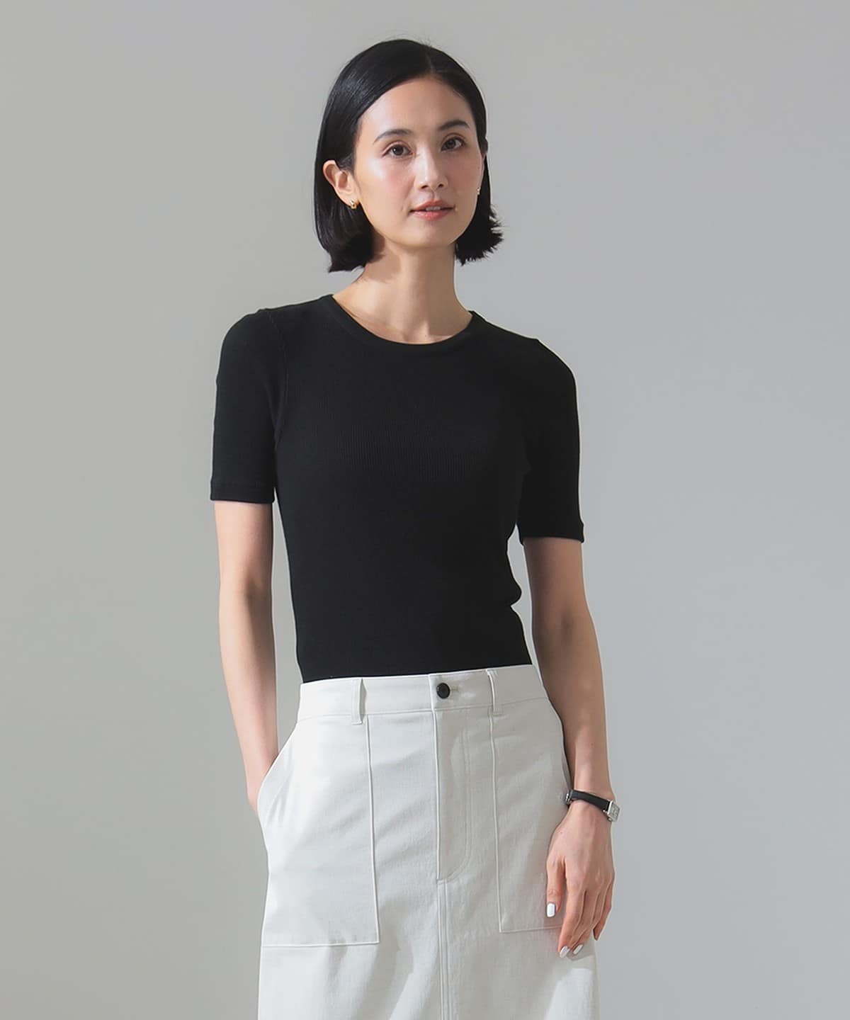 AURALEE オーラリー / ORGANIC SOFT RIB TEE Tシャツ・カットソー WOMEN BLACK 1 AURALEE オーラリー / ORGANIC SOFT RIB TEE Tシャツ・カットソー WOMEN BLACK 1