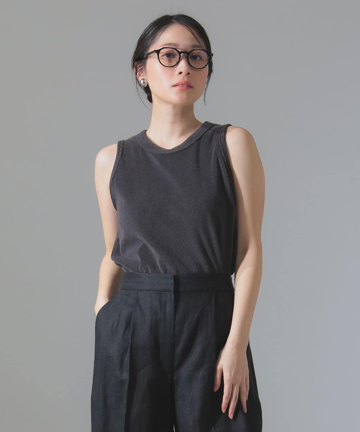 ノースリーブ パイル プルオーバー. Tシャツ・カットソー WOMEN CHARCOAL. GRAY ONE SIZE ノースリーブ パイル プルオーバー. Tシャツ・カットソー WOMEN CHARCOAL. GRAY ONE SIZE