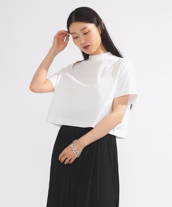 【新品】Demi-Luxe BEAMS・モックネッククロップドTシャツ Demi-Luxe BEAMS（デミルクス ビームス）モックネック ショート