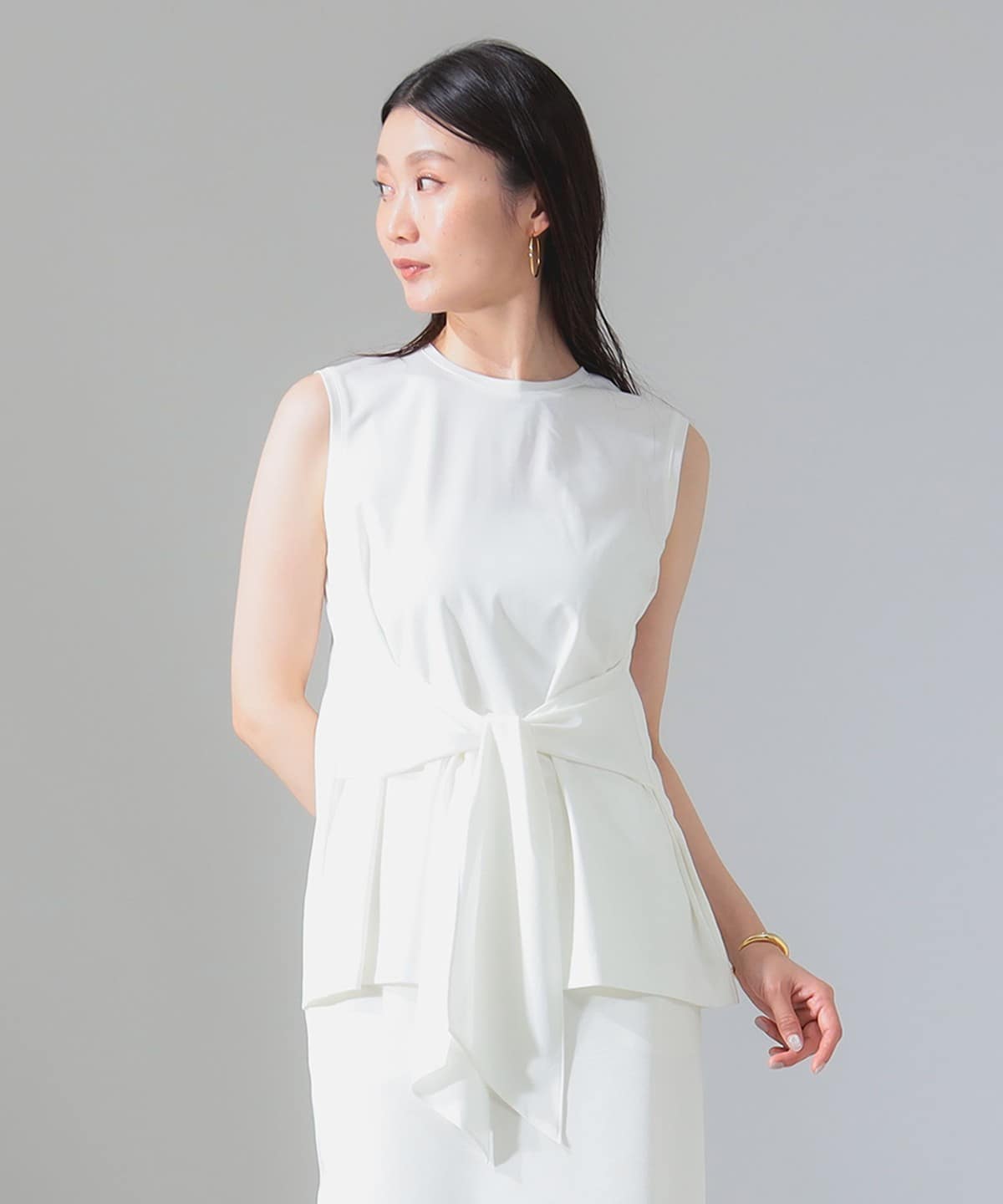 フロントリボン ノースリーブ プルオーバー トップス WOMEN WHITE ONE SIZE フロントリボン ノースリーブ プルオーバー トップス WOMEN WHITE ONE SIZE