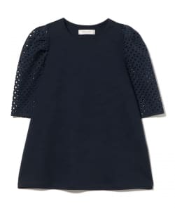 刺繍レース スリーブ Tシャツ