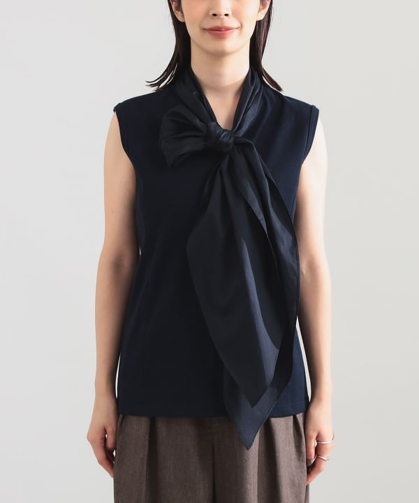 【+10%ポイントUP】AK+1 / コットン リボン ノースリーブ カットソー