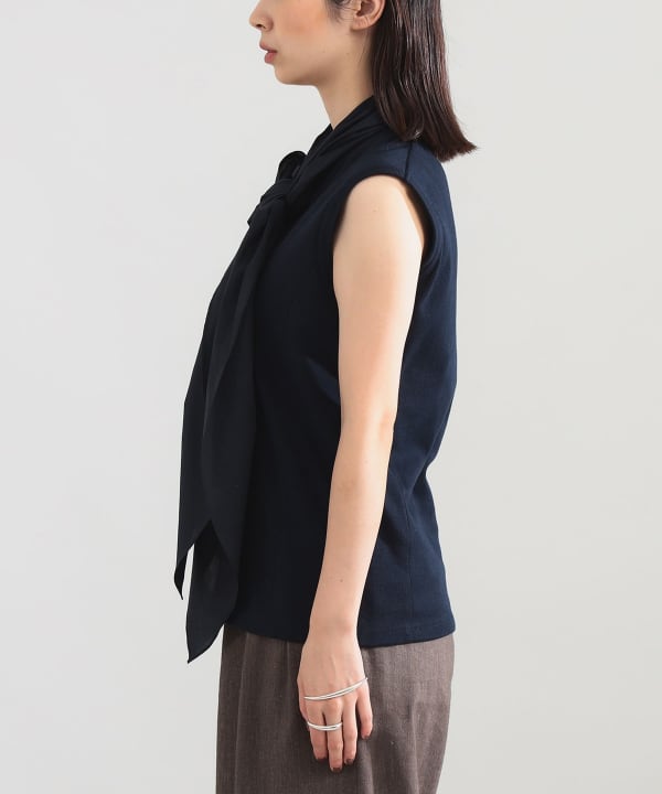 【+10%ポイントUP】AK+1 / コットン リボン ノースリーブ カットソー