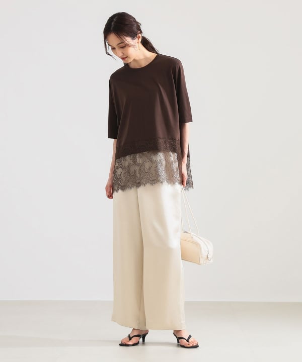 レース 切り替え Tシャツ Model：H171 B80 W58 H86　Size：ONE SIZE