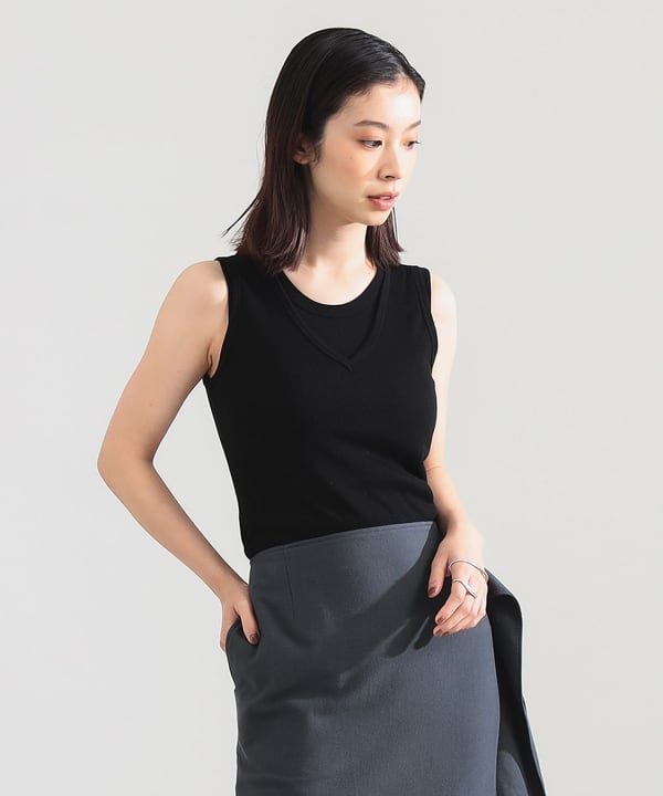 【+10%ポイントUP】AK+1 / レイヤード リブ タンクトップ Model：H165　Size：ONE SIZE