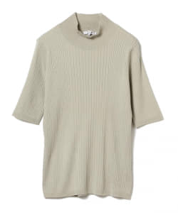 three dots / リブ モックネック プルオーバー