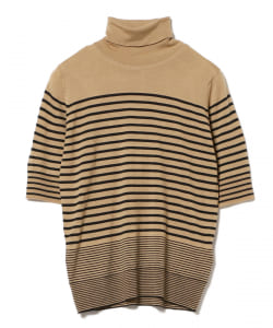 JOHN SMEDLEY / ボーダー タートルネック ショートスリーブニット