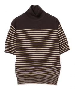 JOHN SMEDLEY / ボーダー タートルネック ショートスリーブニット
