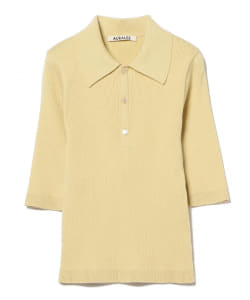 AURALEE / GIZA HIGH GAUGE RIB KNIT POLO