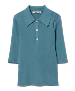 AURALEE / GIZA HIGH GAUGE RIB KNIT POLO