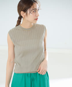 SLOANE / 18G ワイドリブ シルク ノースリーブニット