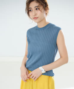 SLOANE / 18G ワイドリブ シルク ノースリーブニット