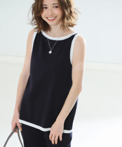 SLOANE × Demi-Luxe BEAMS / 別注 ハーフミラノリブ 配色 ノースリーブ ニット