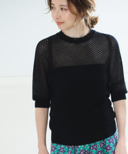 Demi-Luxe BEAMS / レース編み 5分袖 プルオーバー