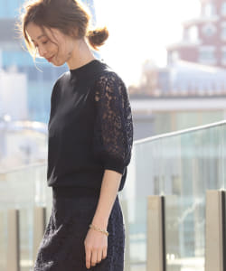 Demi-Luxe BEAMS / ラッセルレーススリーブ ニット
