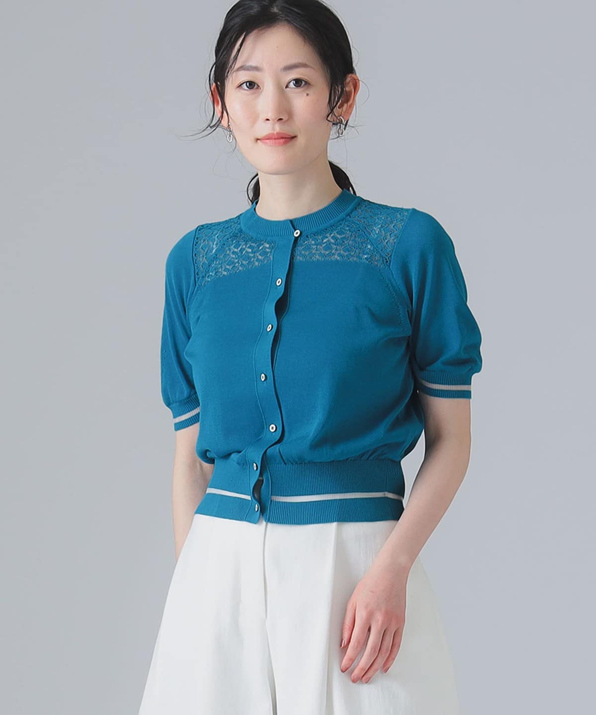 【美品】オーガンジー　カーディガン　EFFE BEAMS EFFE BEAMS（エッフェ ビームス）DRUMOHR / リネンコットン Vネック
