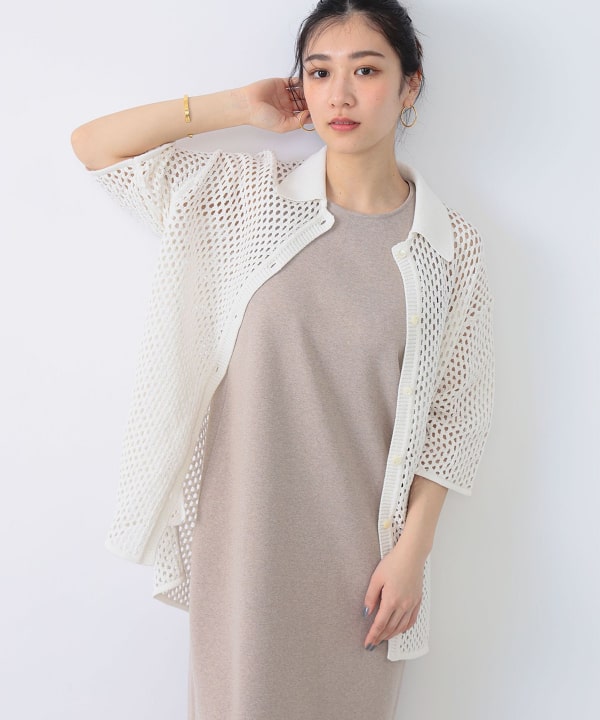 Demi-Luxe BEAMS(デミルクス ビームス)メッシュ ポロ襟 ボタン Demi-Luxe BEAMS(デミルクス ビームス)メッシュ ポロ襟 ボタン