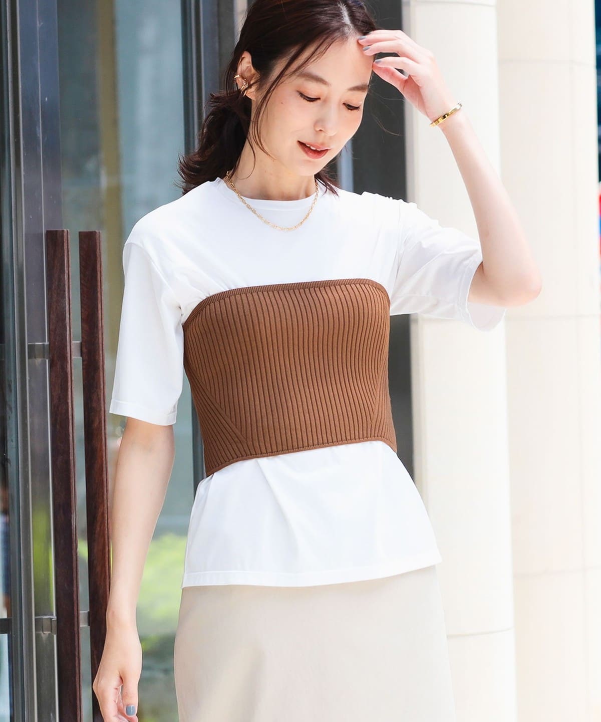 リブ ニット ビスチェ トップス WOMEN BEIGE ONE SIZE リブ ニット ビスチェ トップス WOMEN BEIGE ONE SIZE