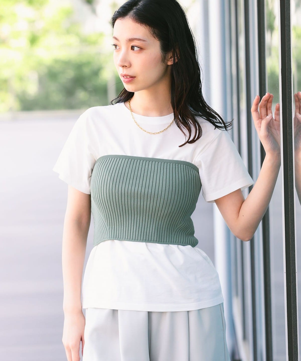 リブ ニット ビスチェ トップス WOMEN MOSS GREEN ONE SIZE リブ ニット ビスチェ トップス WOMEN MOSS GREEN ONE SIZE